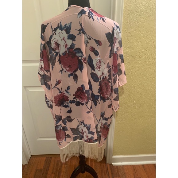 Rose Chiffon Tassel Kimono Cardigan - Picture 3 of 3